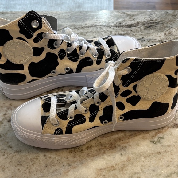 Converse Shoes - Converse Black and White High-Tops with Unique Pattern